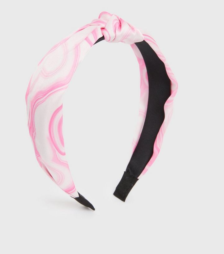Pink Marble Swirl Knot Headband | New Look