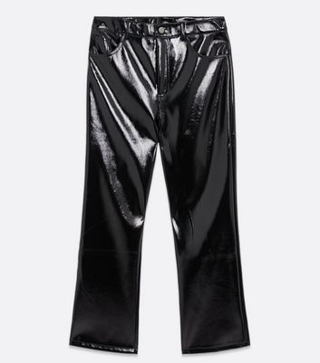 Black Vinyl Leather-Look Trousers 