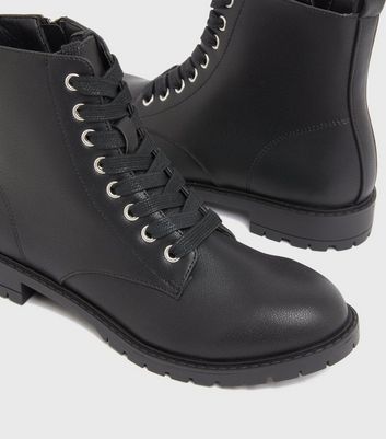 Black lace up 2025 cleated ankle boot