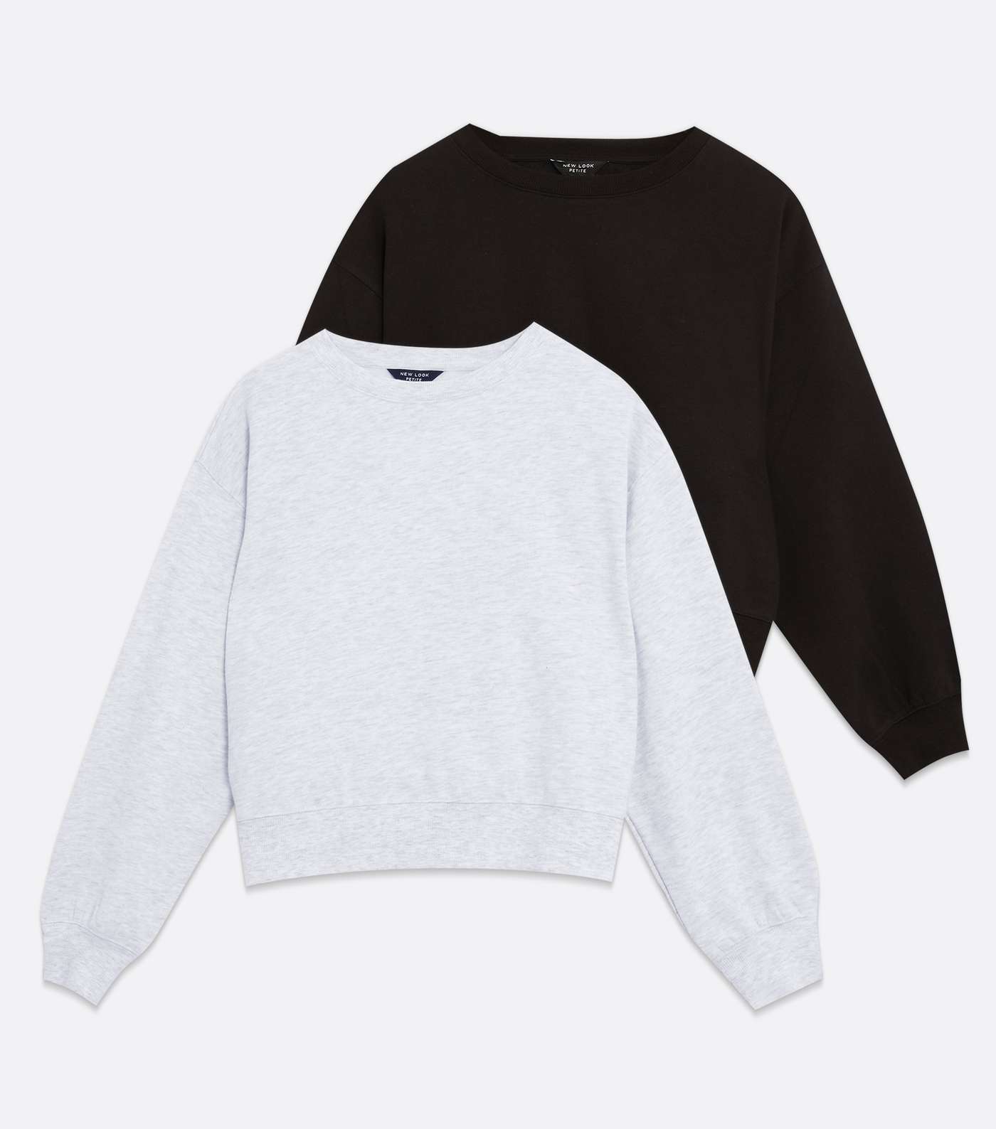Petite 2 Pack Pale Grey and Black Crew Sweatshirts Image 5