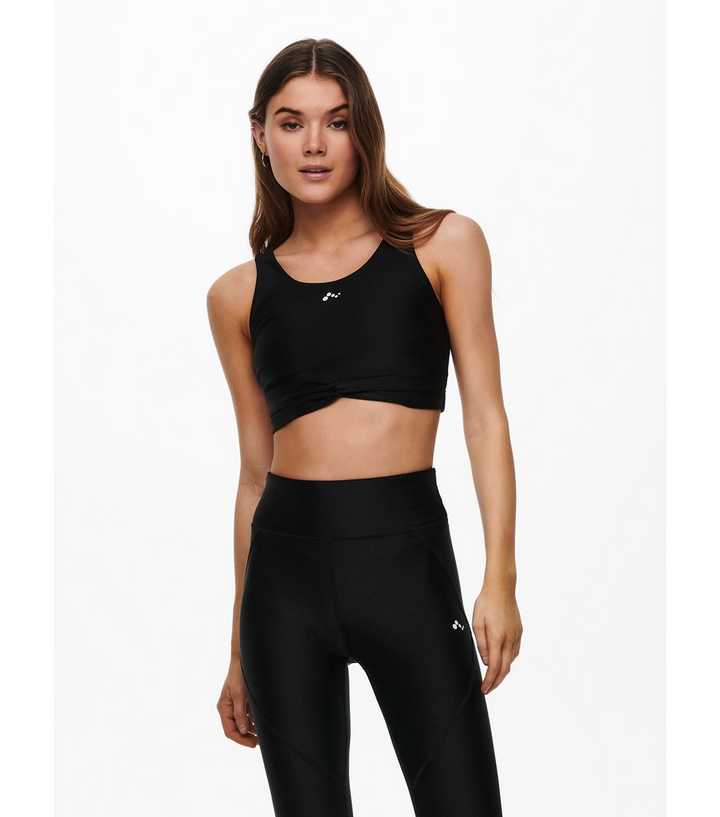 ONLY PLAY Black Twist Front Sports Crop Top