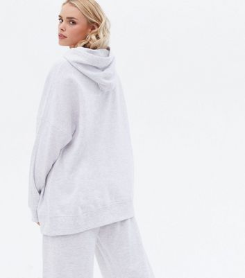 Petite Pale Grey Jersey Oversized Hoodie New Look