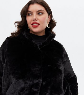 Vero moda black fur on sale coat