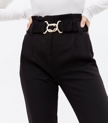 Black Belted Tapered Trousers | New Look