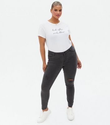 Vero Moda Curves Black Ripped Jeggings 