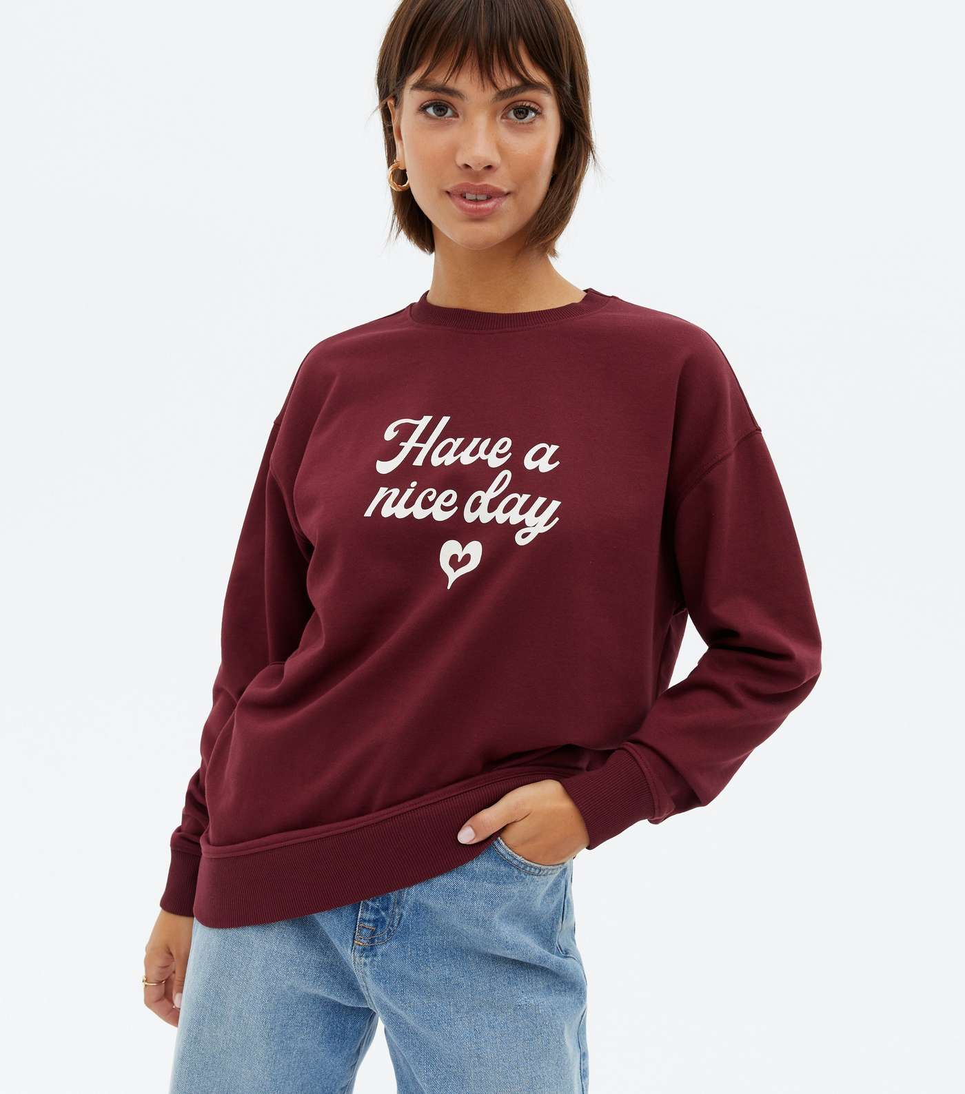 Burgundy Heart Have A Nice Day Logo Sweatshirt