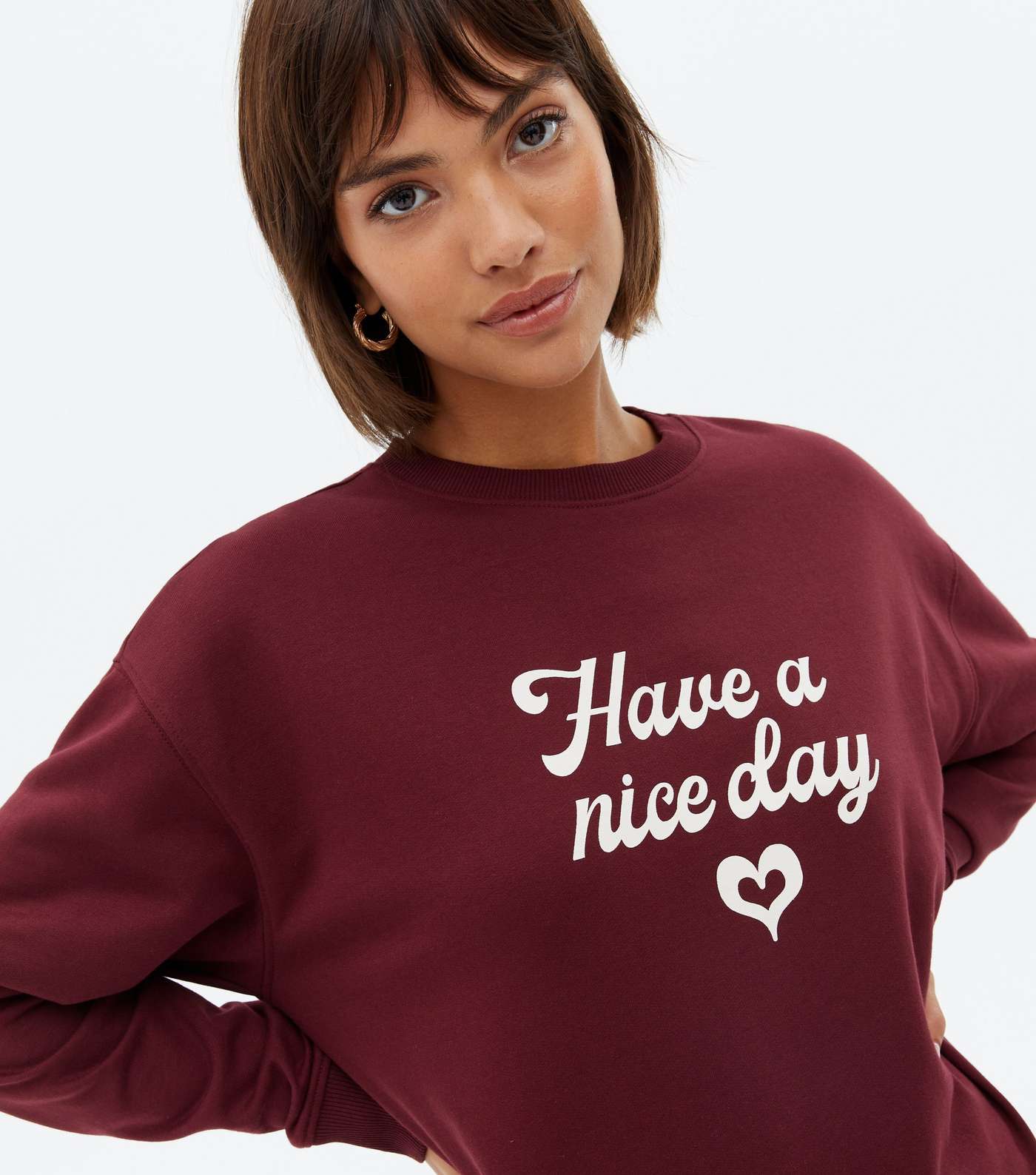 Burgundy Heart Have A Nice Day Logo Sweatshirt Image 3