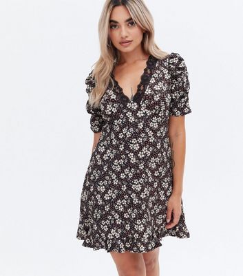 black lace tea dress