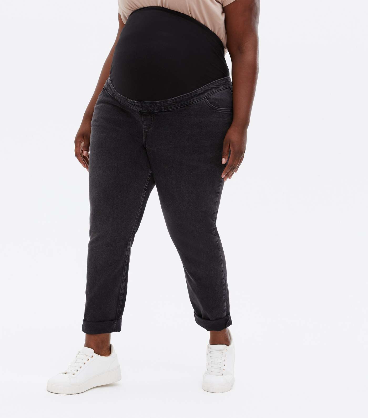 Curves Maternity Black Over Bump Tori Mom Jeans Image 4
