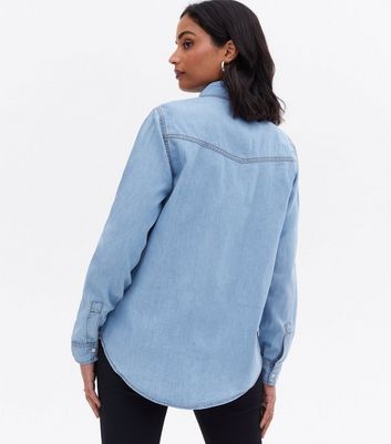 Curves Maternity Blue Denim Long Shirt 