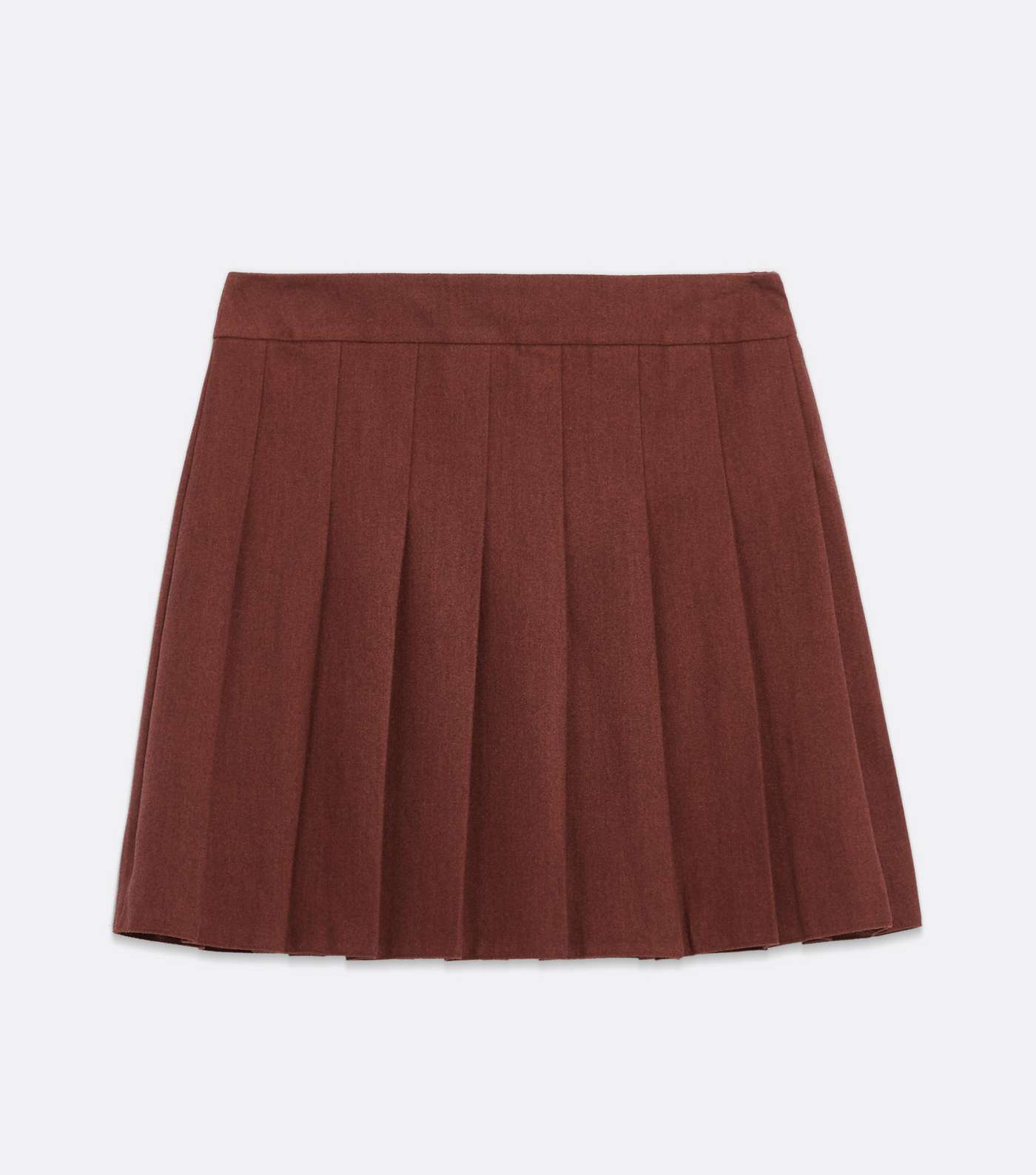 Rust Brushed Pleated Curved Hem Mini Skirt Image 5