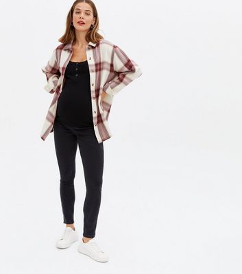 Curves Maternity Black Washed Over Bump Lift & Shape Emilee Jeggings