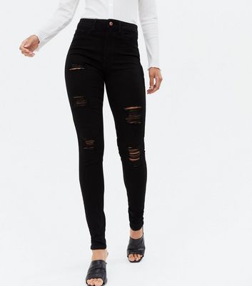 Tall Black Ripped Mid Rise India Super 