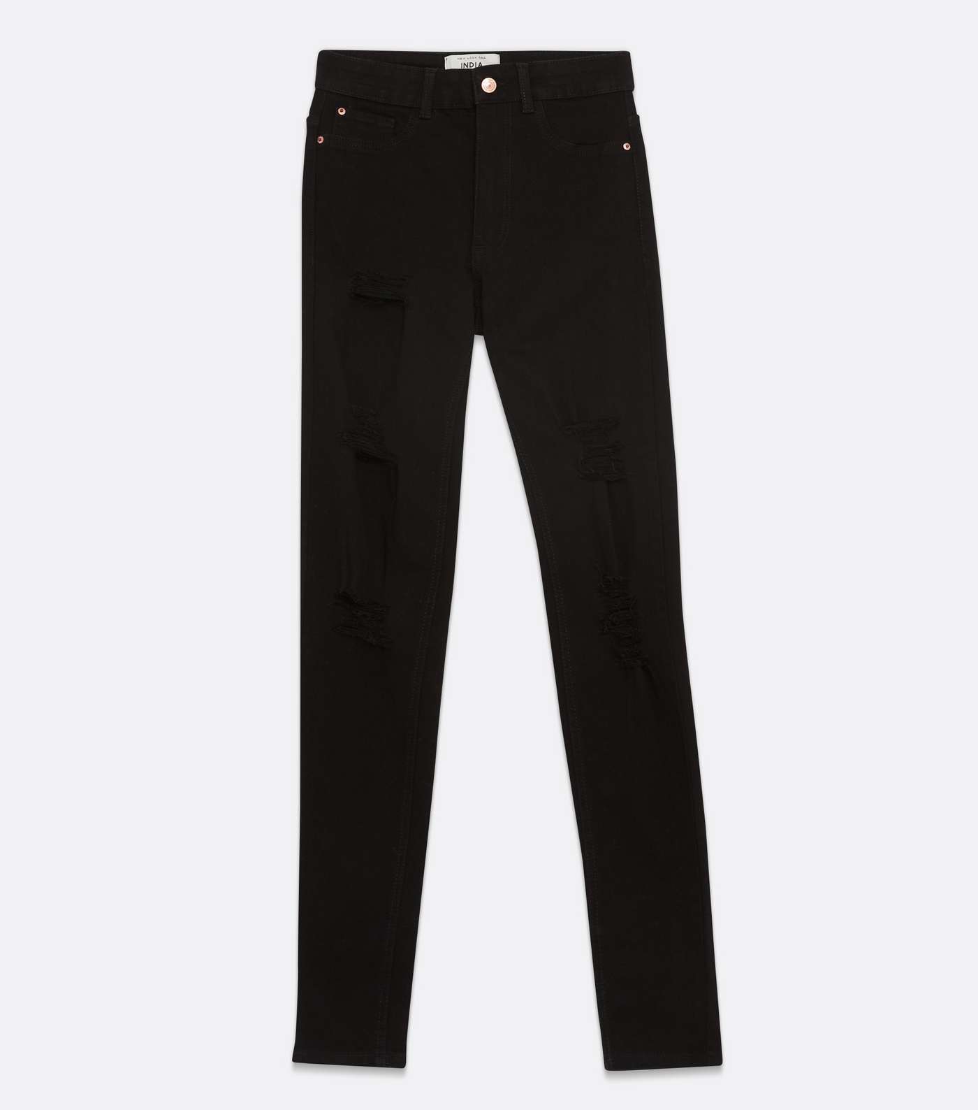Tall Black Ripped Mid Rise India Super Skinny Jeans Image 5
