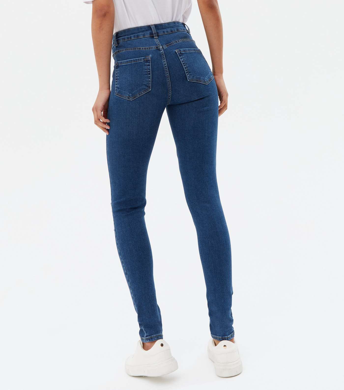 Tall Blue Ripped Mid Rise India Super Skinny Jeans Image 4