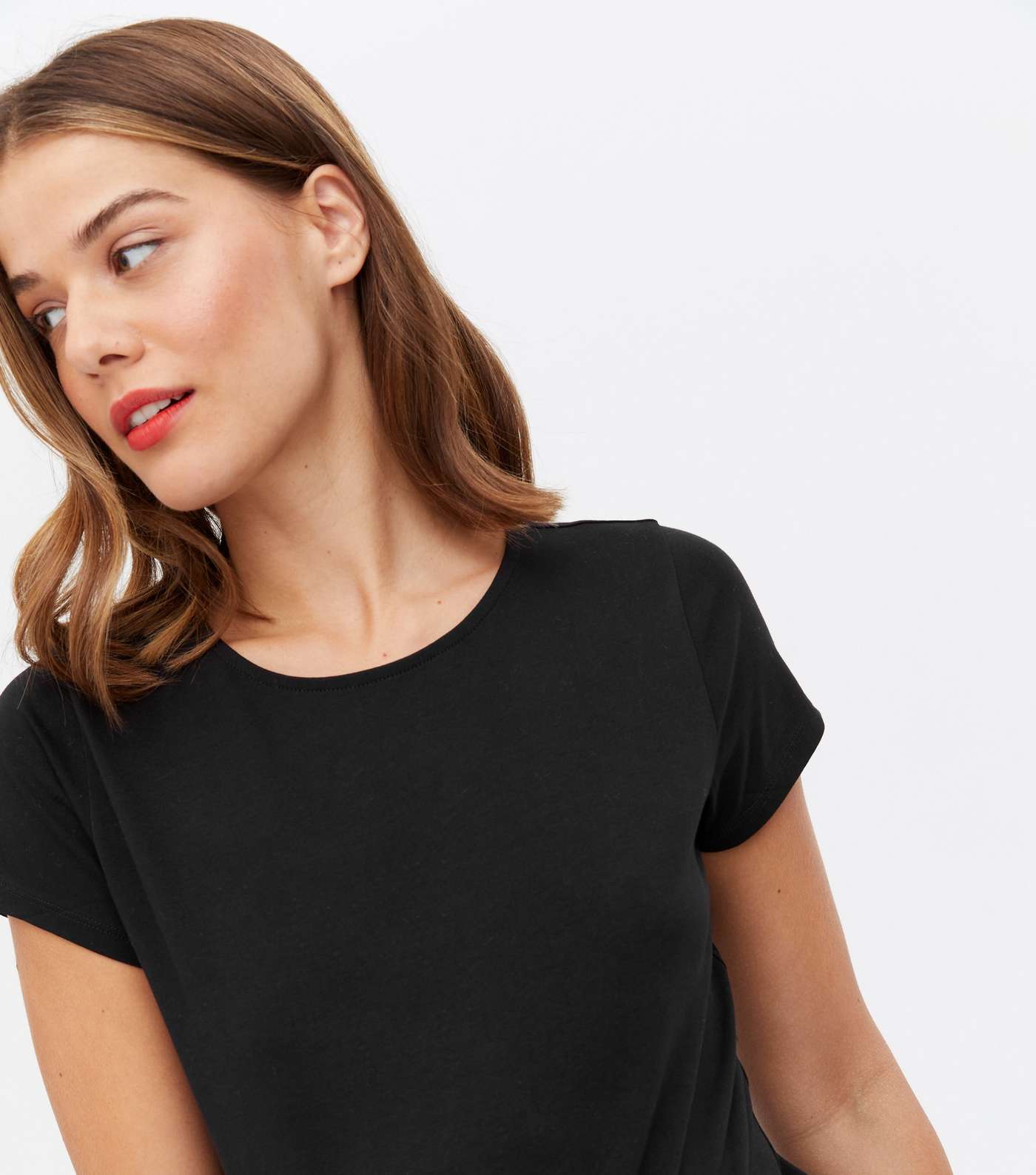 Maternity Black Ruched Side Crew T-Shirt Image 5
