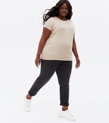 Maternity Light Brown Ruched Side Crew 