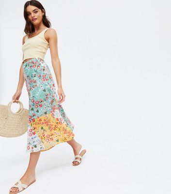 blue floral skirt new look
