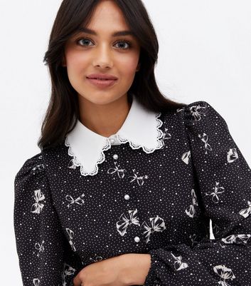 Black dress shop lace collar