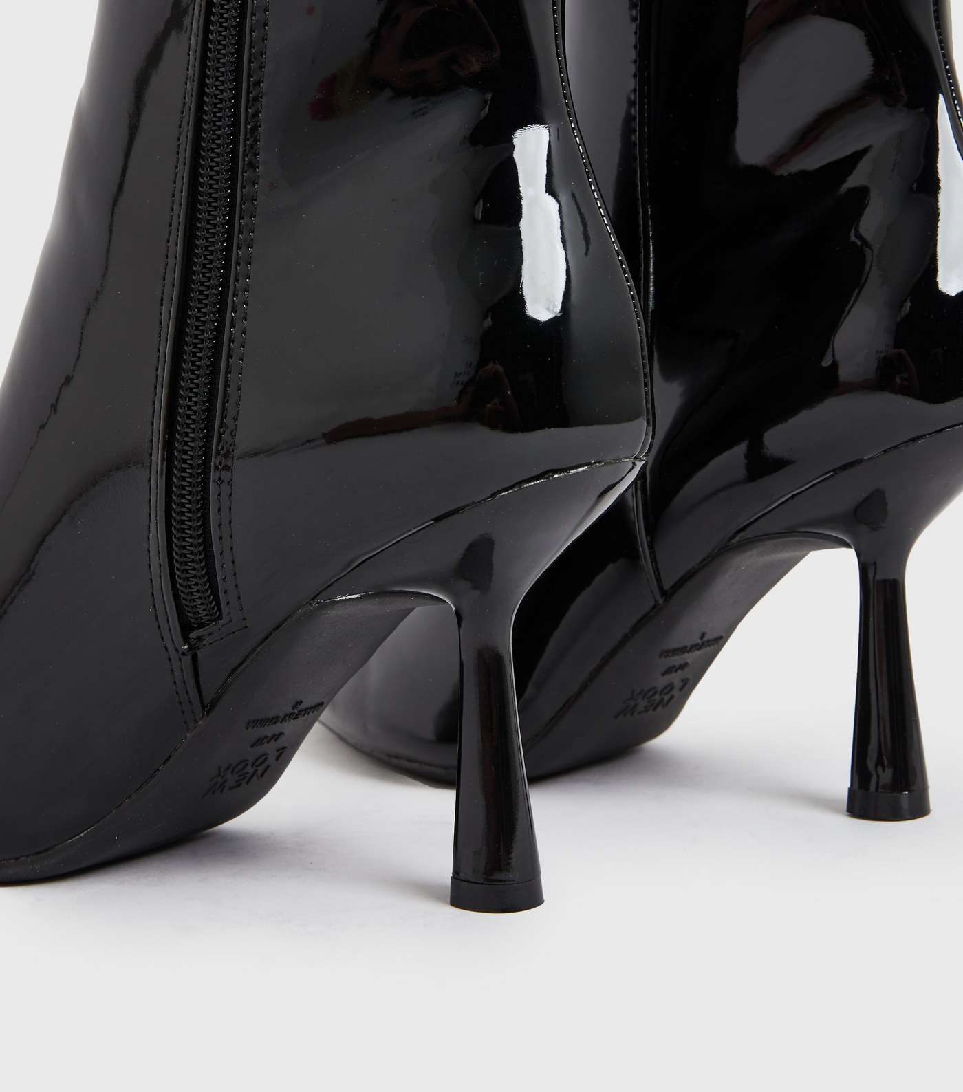 Black Patent Stiletto Heel Sock Boots Image 4