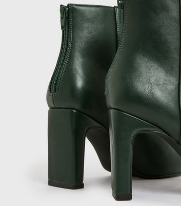 Allegra K Women's Round Toe Side Zip Chunky Heel Ankle Boots Emerald Green  8 : Target