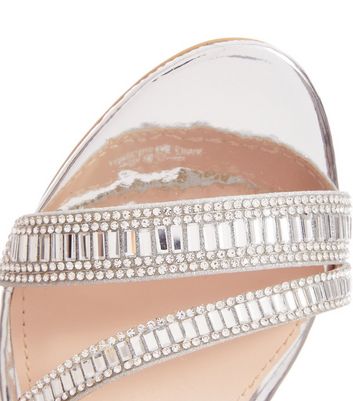 Quiz silver diamante wedges on sale