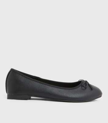 Extra Wide Fit Black Bow Ballet Pumps