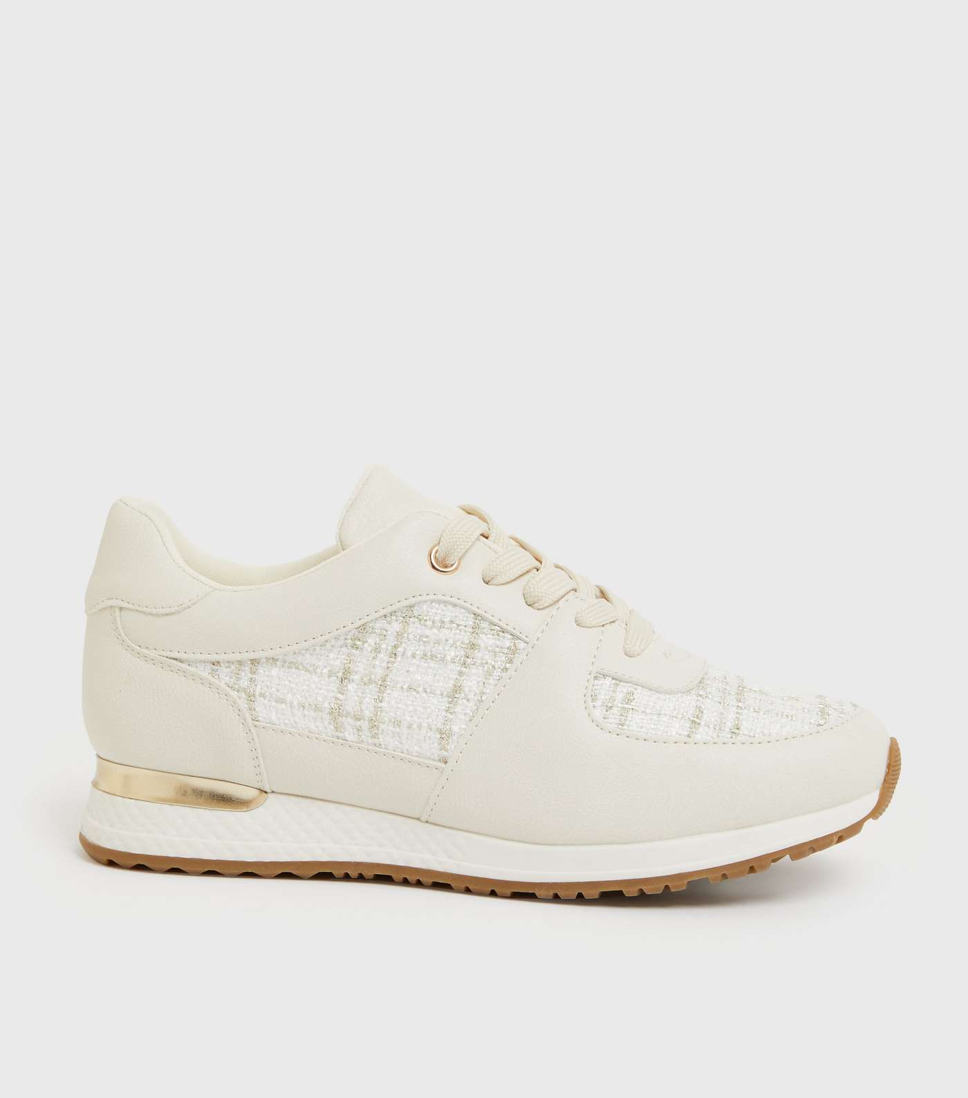 Off White Check Bouclé Chunky Trainers
