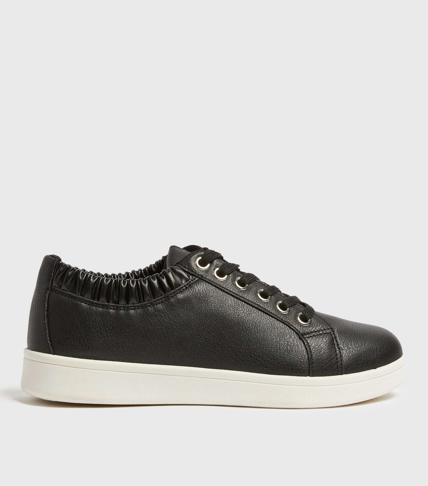 Black Ruched Lace Up Chunky Trainers
