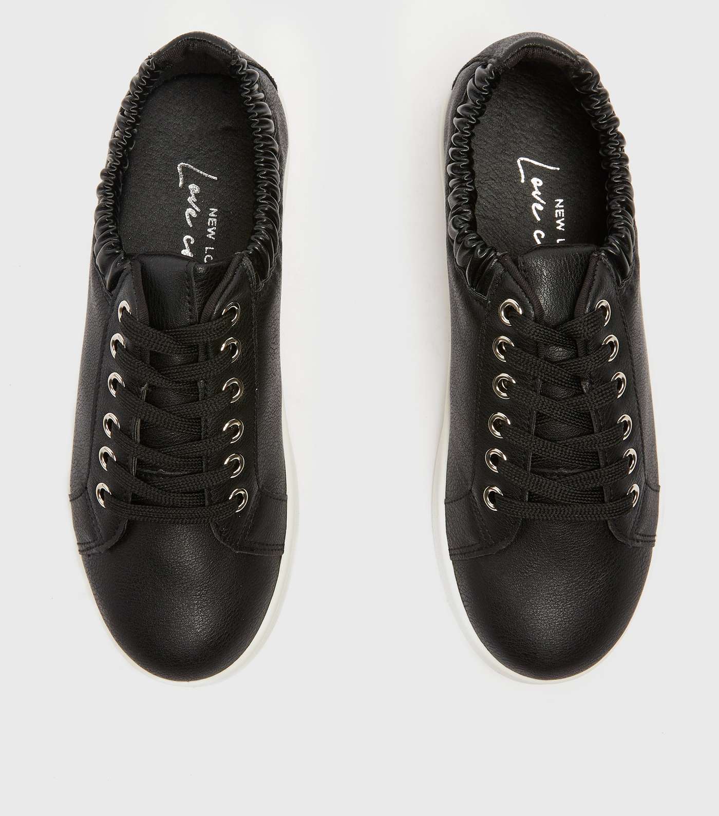 Black Ruched Lace Up Chunky Trainers Image 3