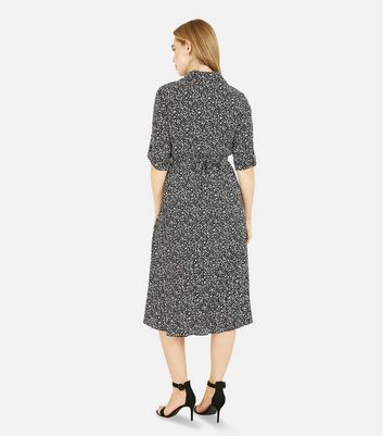 Click to view product details and reviews for Mela Black Spot Pleated Belted Midi Shirt Dress New Look.