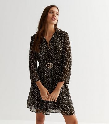 Mela Black Spot Buckle Belted Mini 