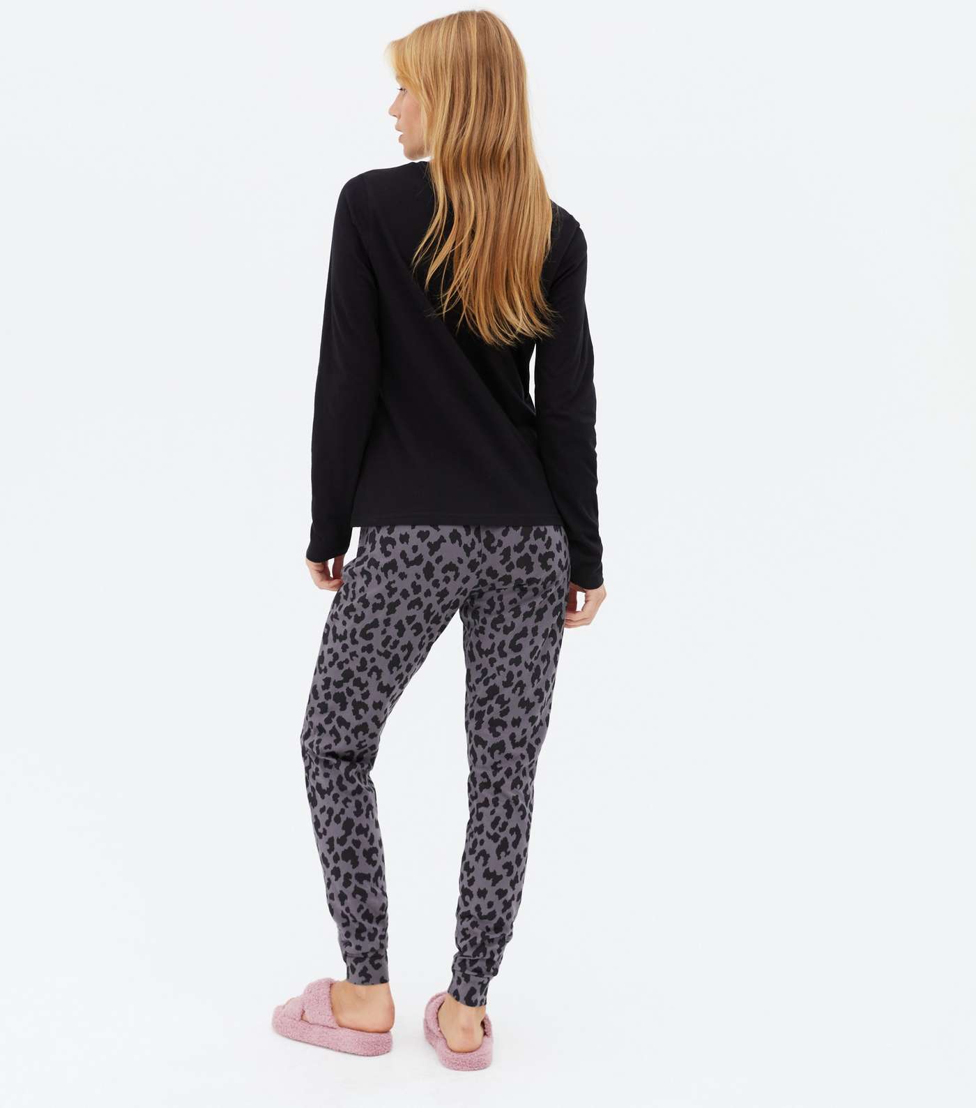 Black Logo Leopard Print Legging Pyjama Set Image 4