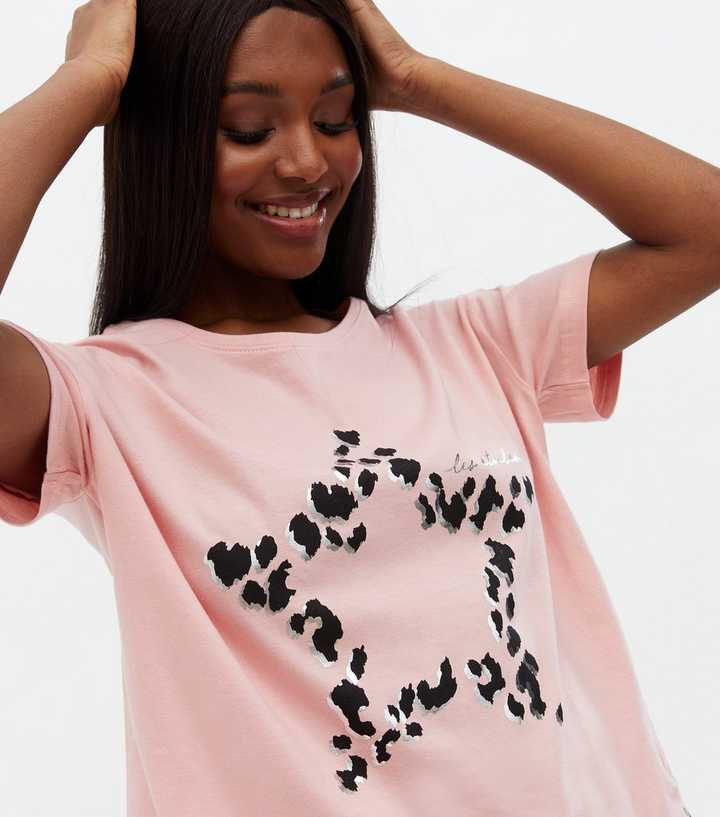 pink leopard print t shirt