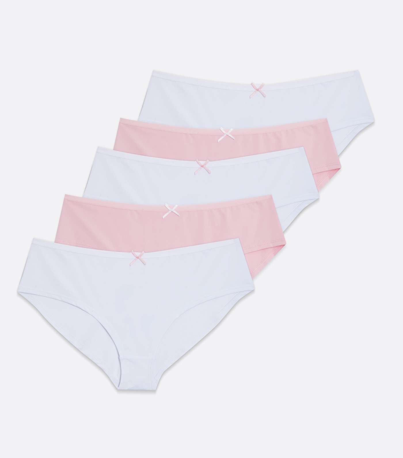Girls 5 Pack Pale Pink and White Briefs