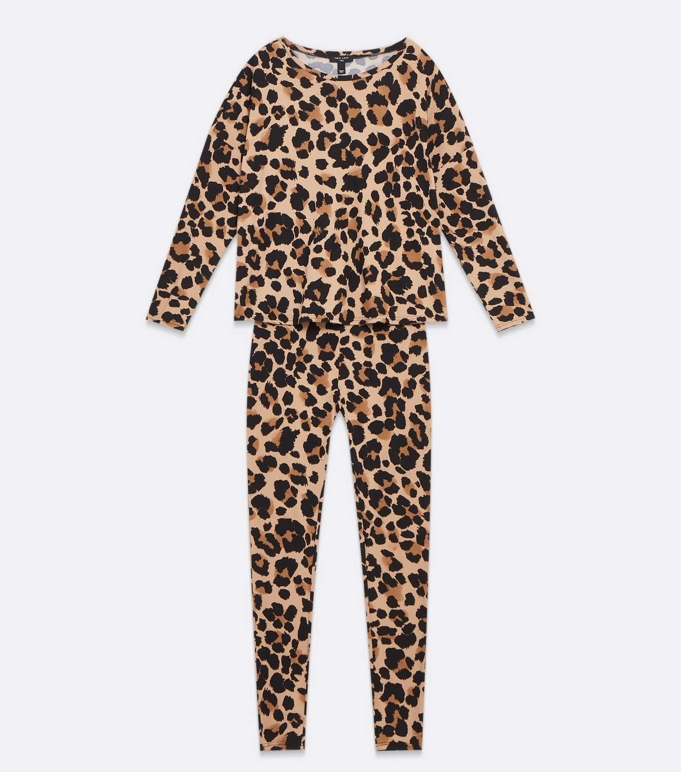Tall Brown Leopard Print Soft Touch Legging Pyjama Set Image 5