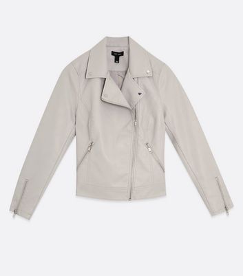 New look grey biker jacket store