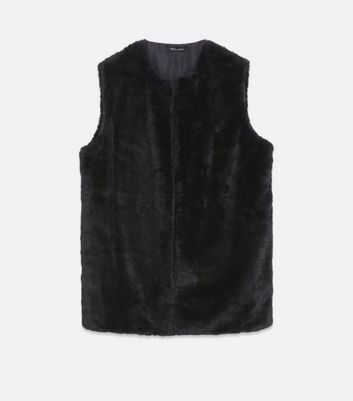 Black Faux Fur Gilet New Look