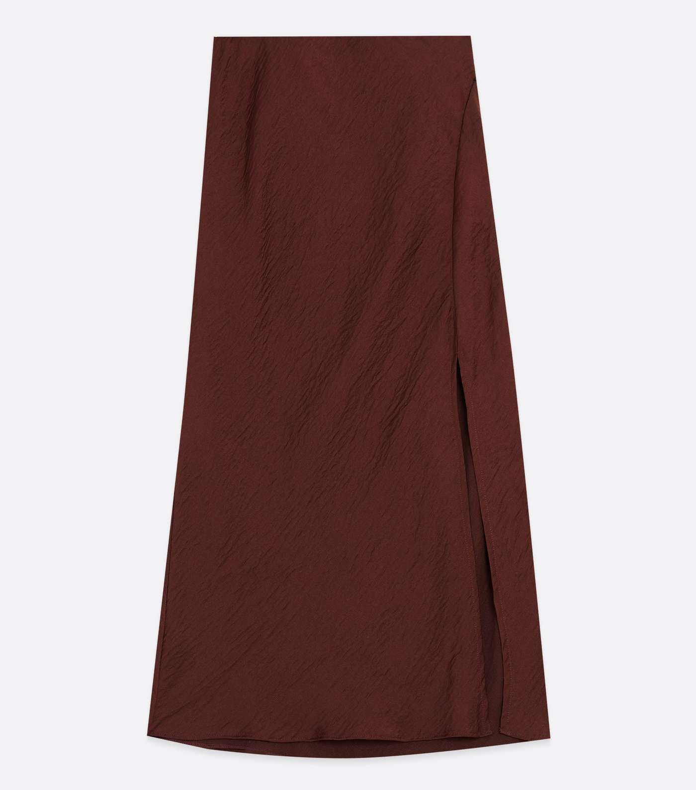 Burgundy Satin Split Midi Skirt Image 5