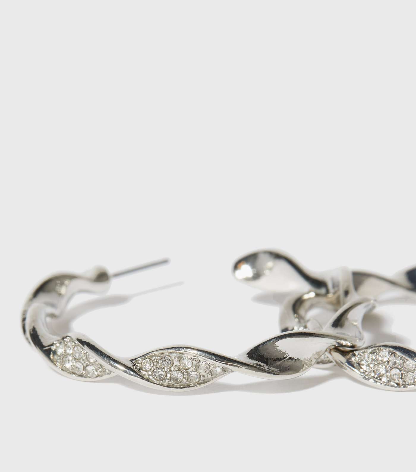 Silver Diamanté Twist Hoop Earrings Image 2