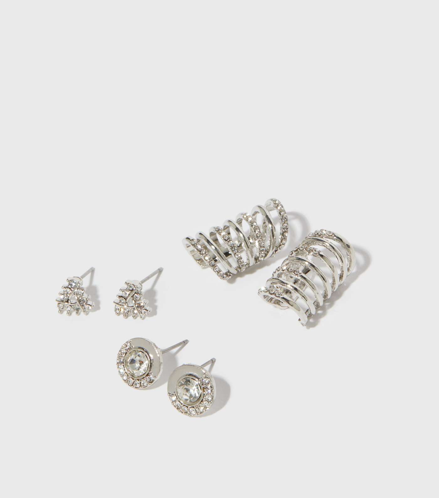 3 Pack Silver Mixed Ear Cuffs and Stud Earrings Image 2