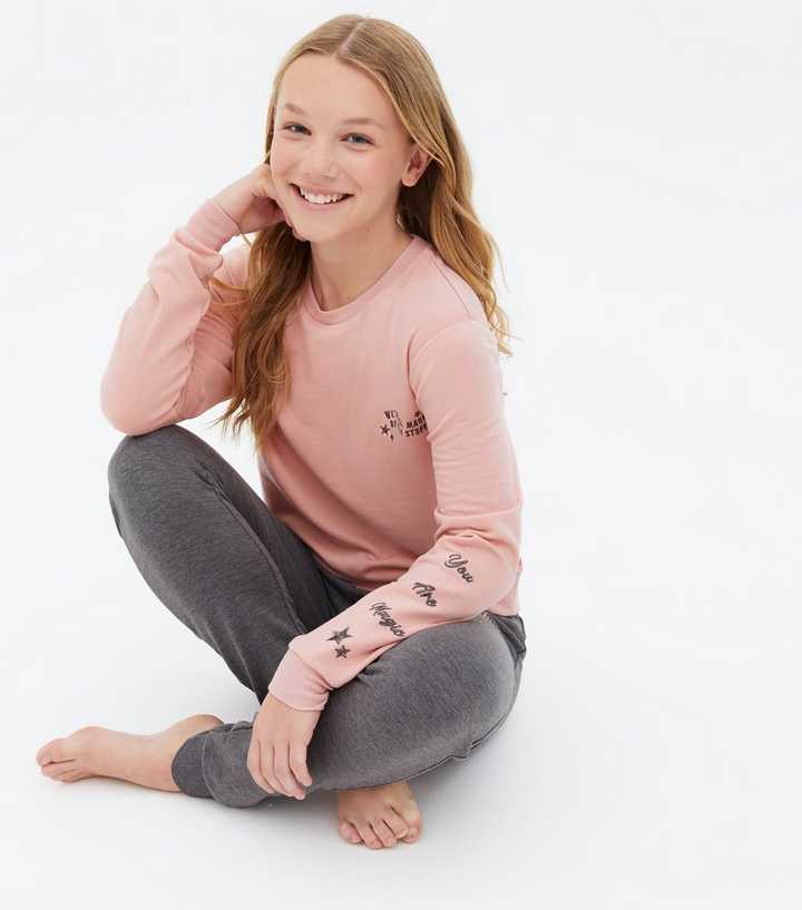 Jogging enfant New York fashion fille floss pink et gris