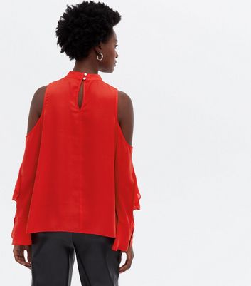 Click to view product details and reviews for Red Frill Cold Shoulder Blouse New Look.