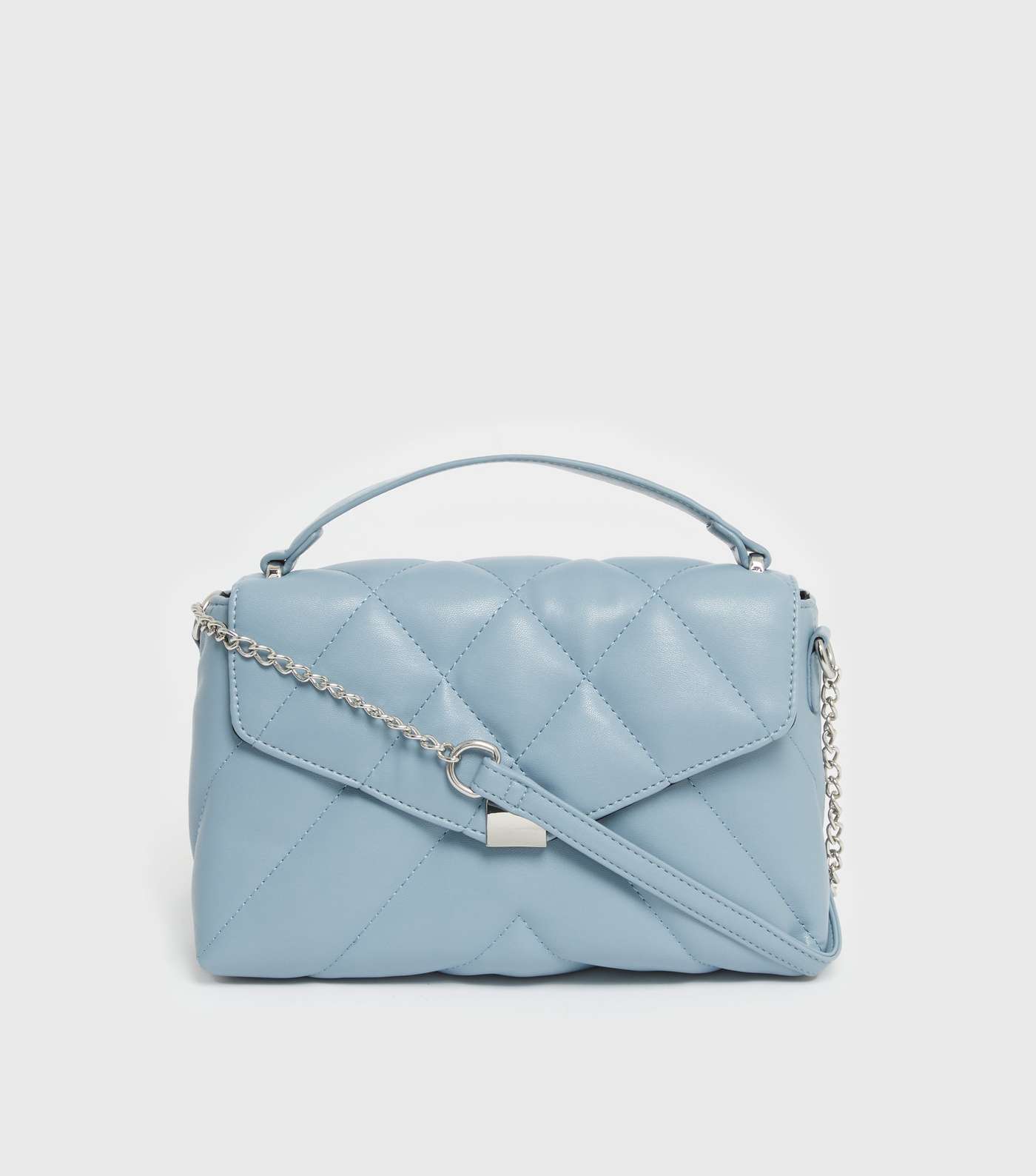 Pale Blue Quilted Cross Body Bag