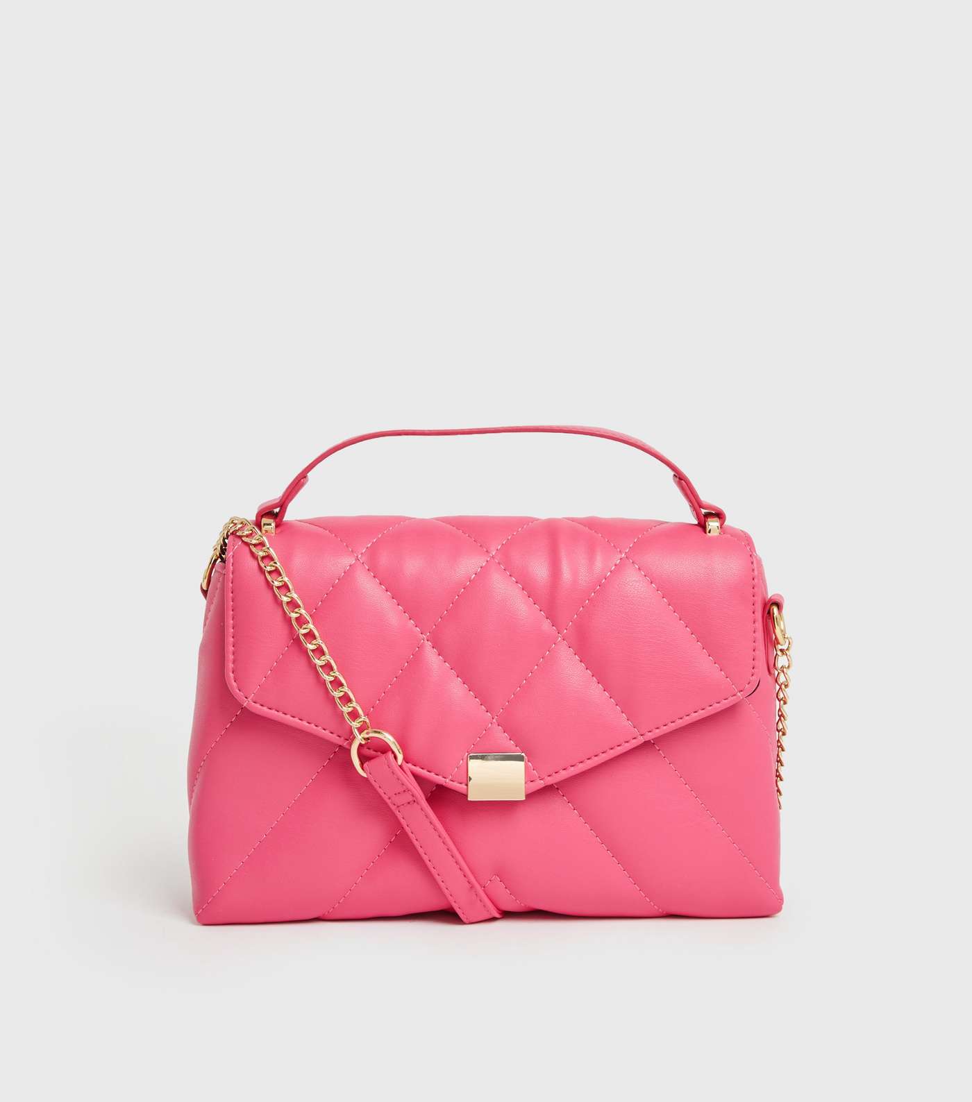 Bright Pink Quilted Cross Body Bag