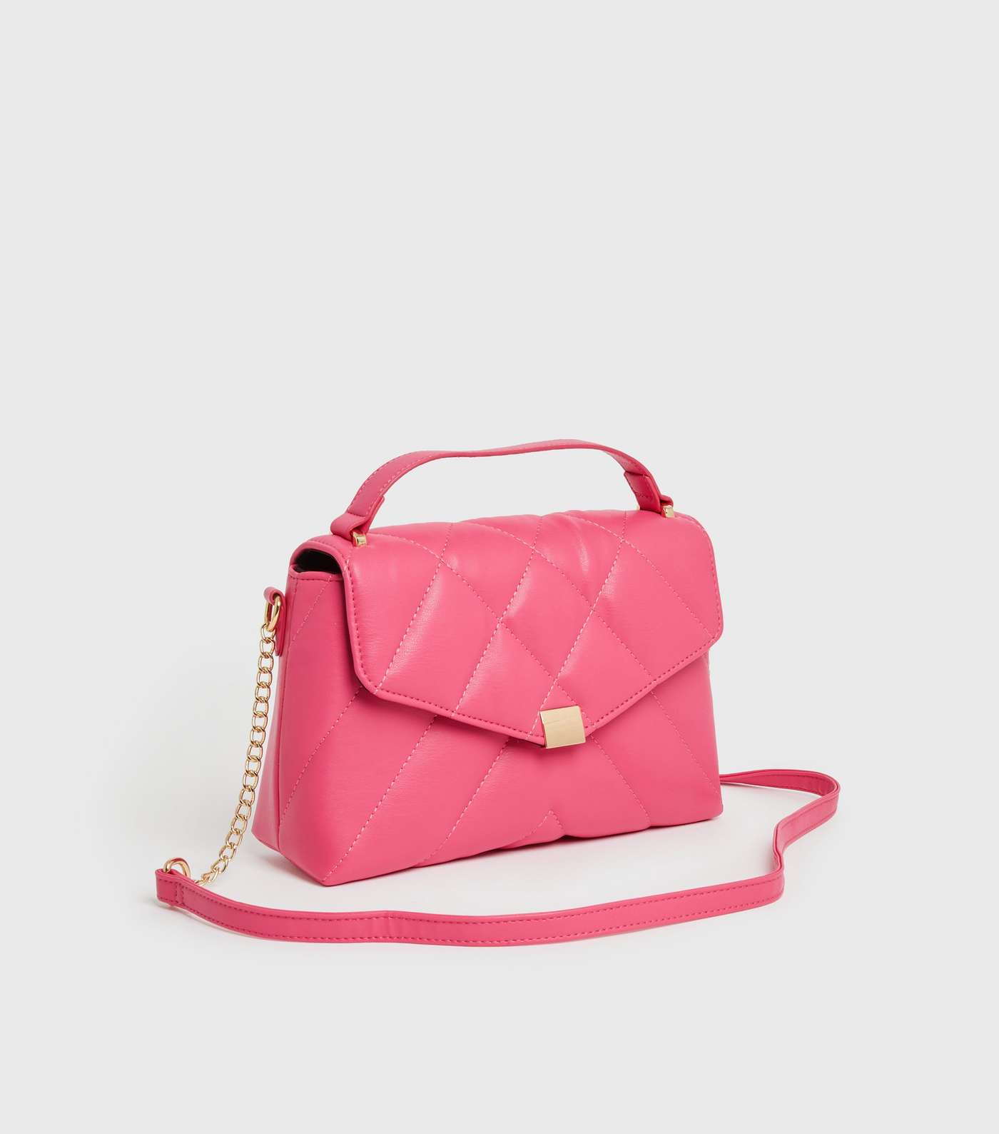 Bright Pink Quilted Cross Body Bag Image 3