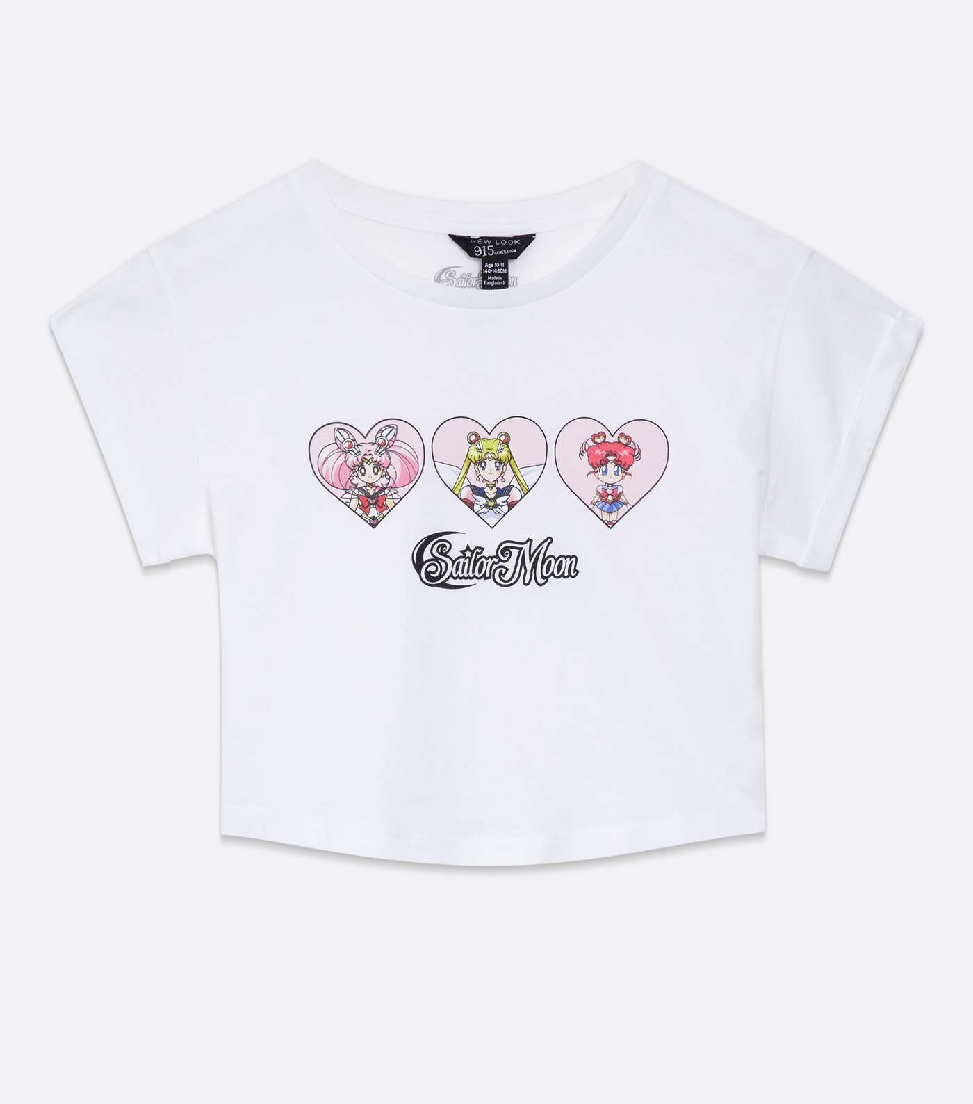 Girls White Sailor Moon Heart Logo T-Shirt Image 5