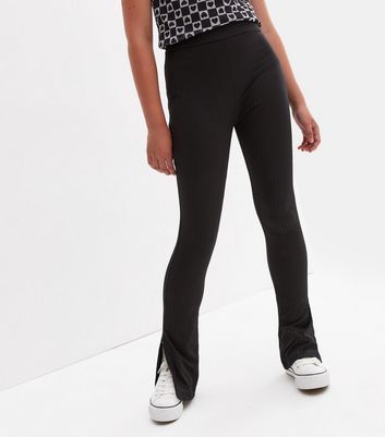 black split hem trousers