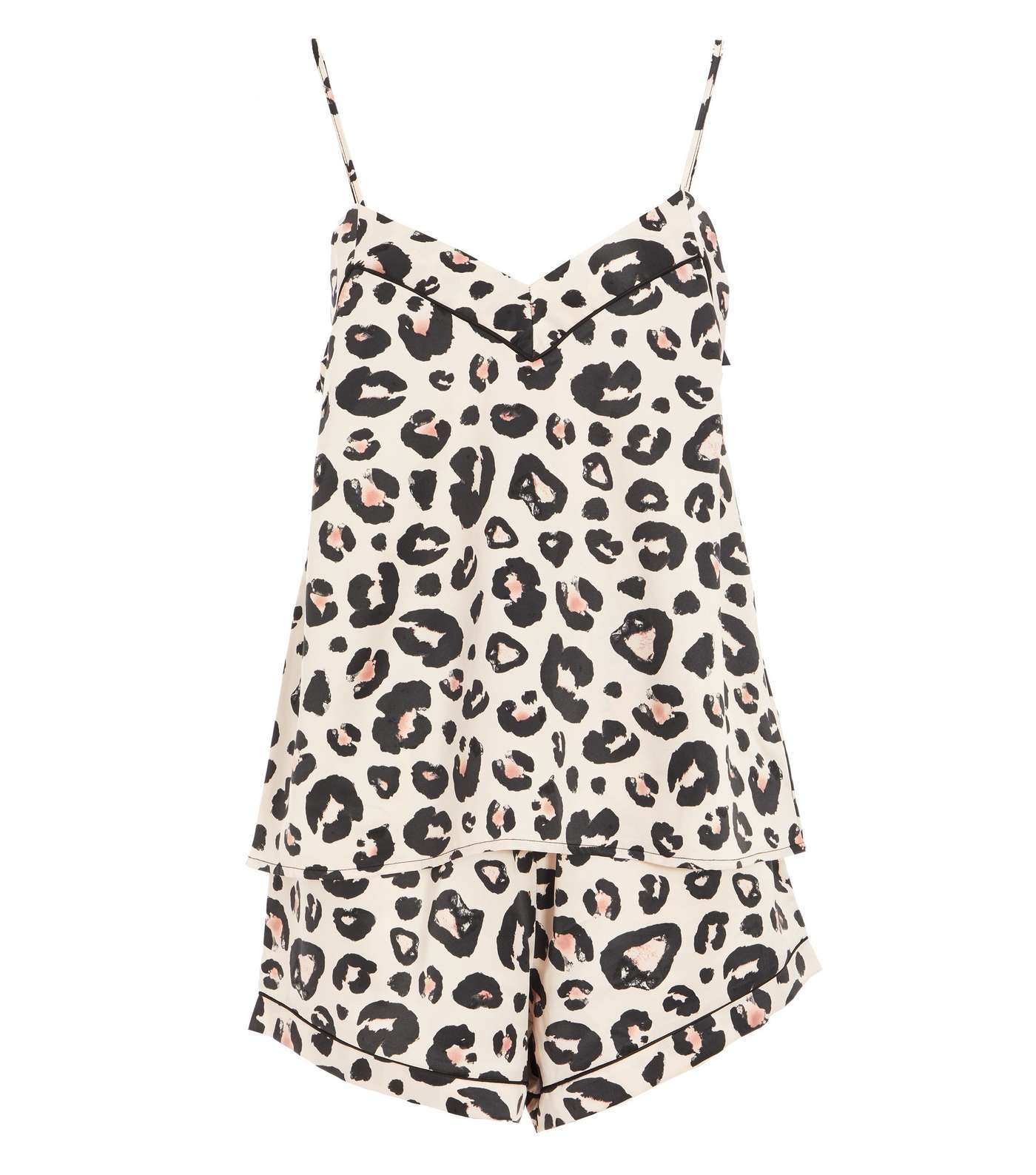 QUIZ Pink Leopard Print Satin Cami and Short Pyjama Set Image 4
