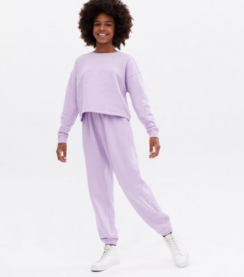 Girls Lilac High Waist Cuffed Joggers 